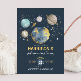Weltraum Moon Stars Tour um die Sonne Geburtstag Einladung