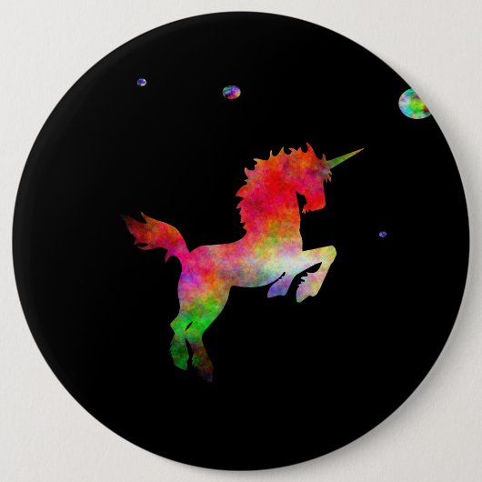 Weltraum-Multi-hued Einhorn Button (Vorderseite)
