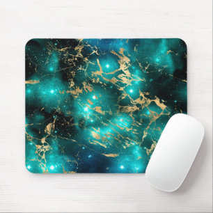 Weltraum-Murmel Schwarz Grüne Sternennacht Golden Mousepad