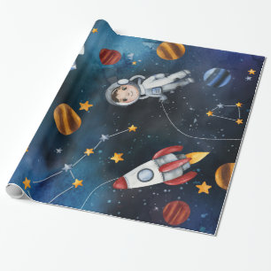 Weltraum-Muster-Astronaut-Illustration Geschenkpapier