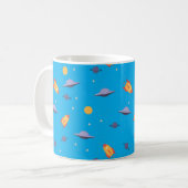 Weltraum-Muster orange Türkis Kaffeetasse (Vorderseite Links)