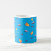 Weltraum-Muster orange Türkis Kaffeetasse (Mittel)