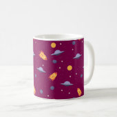 Weltraum-Muster-UFO Orange-Rot Kaffeetasse (VorderseiteRechts)