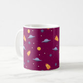 Weltraum-Muster-UFO Orange-Rot Kaffeetasse (Vorderseite Links)