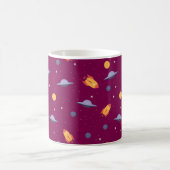 Weltraum-Muster-UFO Orange-Rot Kaffeetasse (Mittel)