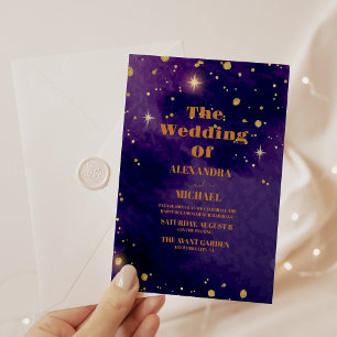 Weltraum-Nebel-Lila-Galaxie-Hochzeit Einladung