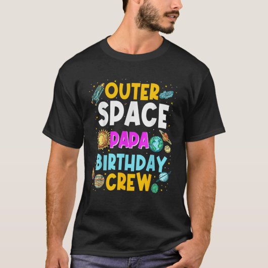 Weltraum Papa Birthday Crew Space Party Planet T-Shirt (Vorderseite)
