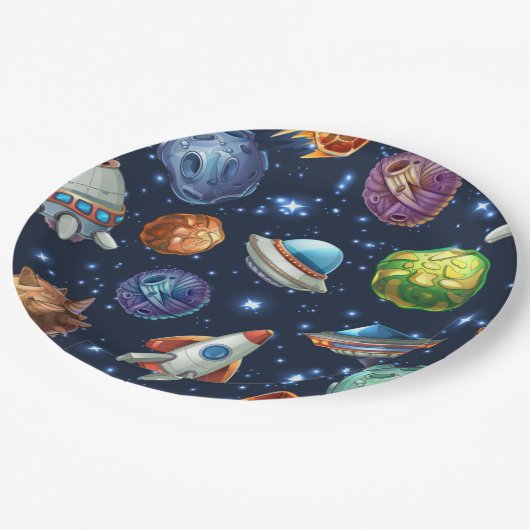 Weltraum Pappteller (Schrägansicht)