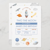 Weltraum Party Astronaut 2. Geburtstag Einladung (Vorne/Hinten)