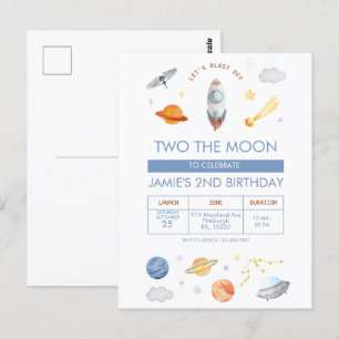 Weltraum Party Astronaut 2. Geburtstag Postkarte