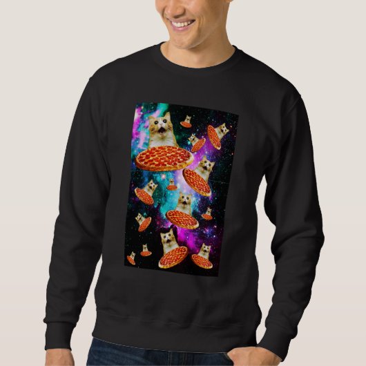 Weltraum-Pizza-Katzen-Astronaut-Kätzchen-Sarkasmus Sweatshirt (Vorderseite)