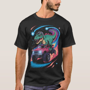 Weltraum Planeten Astronaut Dino Trex Monster Truc T-Shirt