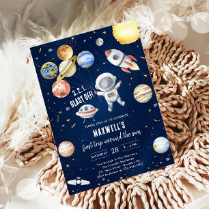 Weltraum Planeten Astronaut Jungen Geburtstag Einladung