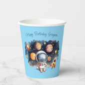 Weltraum Planeten Blue Birthday Pappbecher (Vorderseite)