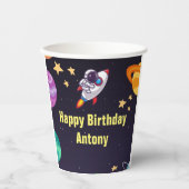 Weltraum Planeten Blue Birthday Pappbecher (Vorderseite)