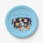Weltraum Planeten Blue Birthday Pappteller (Vorderseite)