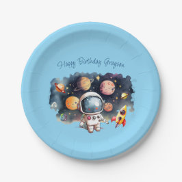 Weltraum Planeten Blue Birthday Pappteller