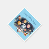 Weltraum Planeten Blue Birthday Serviette (Ecke)