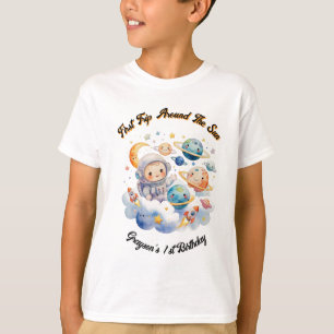 Weltraum Planeten Blue First Birthday T-Shirt