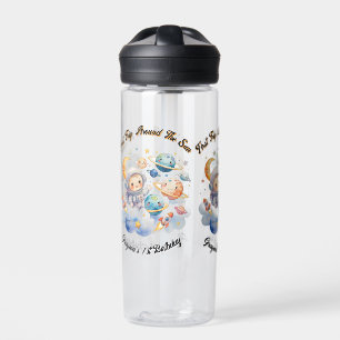 Weltraum Planeten Blue First Birthday Trinkflasche