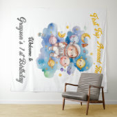 Weltraum Planeten Blue First Birthday Wandteppich (Beispiel (Horizontal))