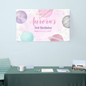 Weltraum Planeten Rosa Banner Geburtstag (Messeveranstaltung)
