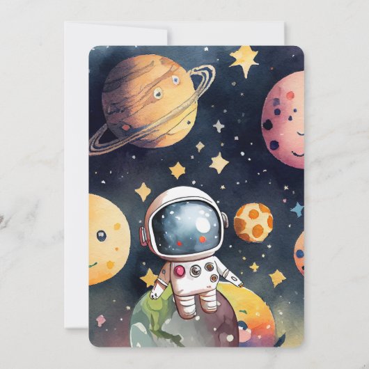 Weltraum Planets Blue 3. Geburtstag Einladung (Rückseite)