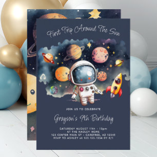 Weltraum Planets Blue 9. Geburtstag Einladung