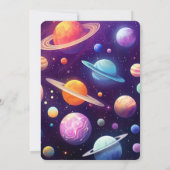 Weltraum Planets Blue Boy Erster Geburtstag Einladung (Rückseite)