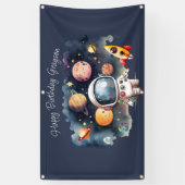 Weltraum Planets Blue Happy Birthday Banner (Vertikal)