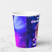 Weltraum Planets Pink Girl Erster Geburtstag Pappbecher (Rechts)