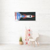 Weltraum Rakete Personalisierter Name Geburtstagsf Banner (Insitu)