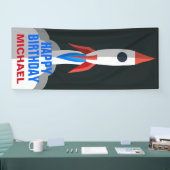 Weltraum Rakete Personalisierter Name Geburtstagsf Banner (Messe)