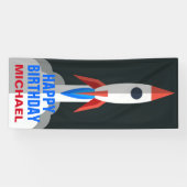 Weltraum Rakete Personalisierter Name Geburtstagsf Banner (Horizontal)
