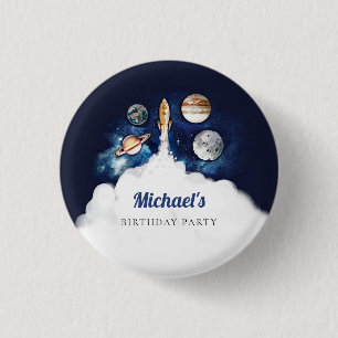 Weltraum Rakete Planeten Galaxie Button