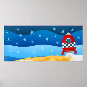 Weltraum-Rakete - Sonderposter-Druck Poster