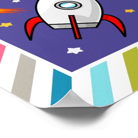 Weltraum-Raketen-Geburtsstatistik für Baby-Mädchen Poster (Ecke)