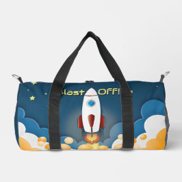 Weltraum-Raketen-Schiff personalisierter Name Duffle Bag