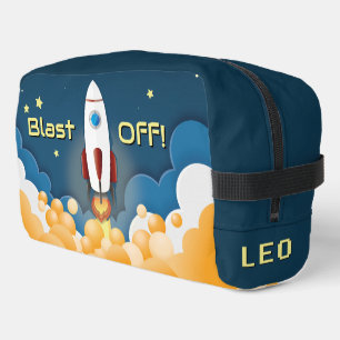 Weltraum-Raketen-Schiff personalisierter Name Waschbeutel