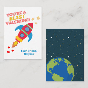 Weltraum-Raketen Valentinskarten fürs Klassenzimme Mitteilungskarte
