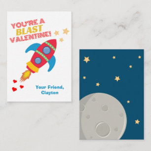 Weltraum-Raketen-Valentinstagskarten für das Klass Mitteilungskarte