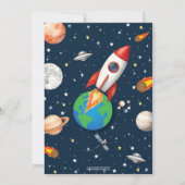 Weltraum-Raketenplaneten Astronaut Geburtstag Einladung (Rückseite)