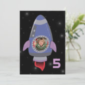 Weltraum-Raketenschiff-Boys Einladung zur Geburtst (Stehend Vorderseite)