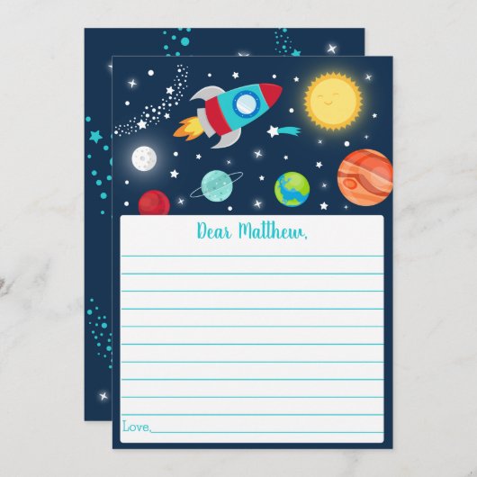 Weltraum-Raketenschiff Geburtstagszeit Kapselkarte Einladung (Vorne/Hinten)