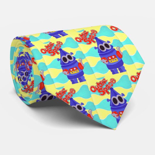 Weltraum-Roboter Krawatte (Gerollt)