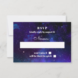 Weltraum RSVP. Nachtsterne. Moderne Navy-Hochzeit RSVP Karte