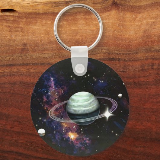 Weltraum, Saturn Rings & Moons Schlüsselanhänger (Vorderseite)