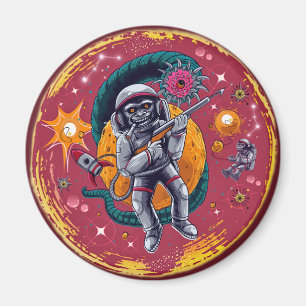Weltraum-Schimpanse - Retro-Sci-Fi-Astronaut-Magne Magnet