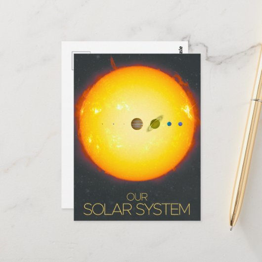 Weltraum, Sonnensystem, Sonne und Planeten Postkarte (Vorderseite/Rückseite Beispiel)