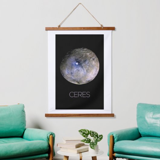 Weltraum, Sonnensystem, Zwergplanet Ceres Wandteppich Mit Holzrahmen (Wohnzimmer)